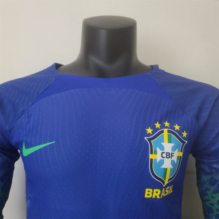 Mens Brazil 2022 World Cup Away World Cup Long Sleeve Jersey Player Version
