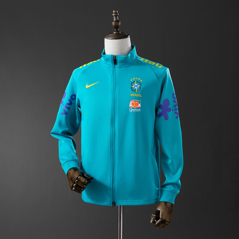 Mens Brazil 2022 World Cup World Cup Lake Blue Jacket