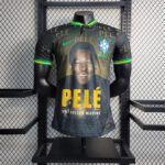 Mens Brazil 2023 PELE Commemorative Black With Yellow Jersey Player Version