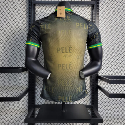 Mens Brazil 2023 PELE Commemorative Black With Yellow Jersey Player Version