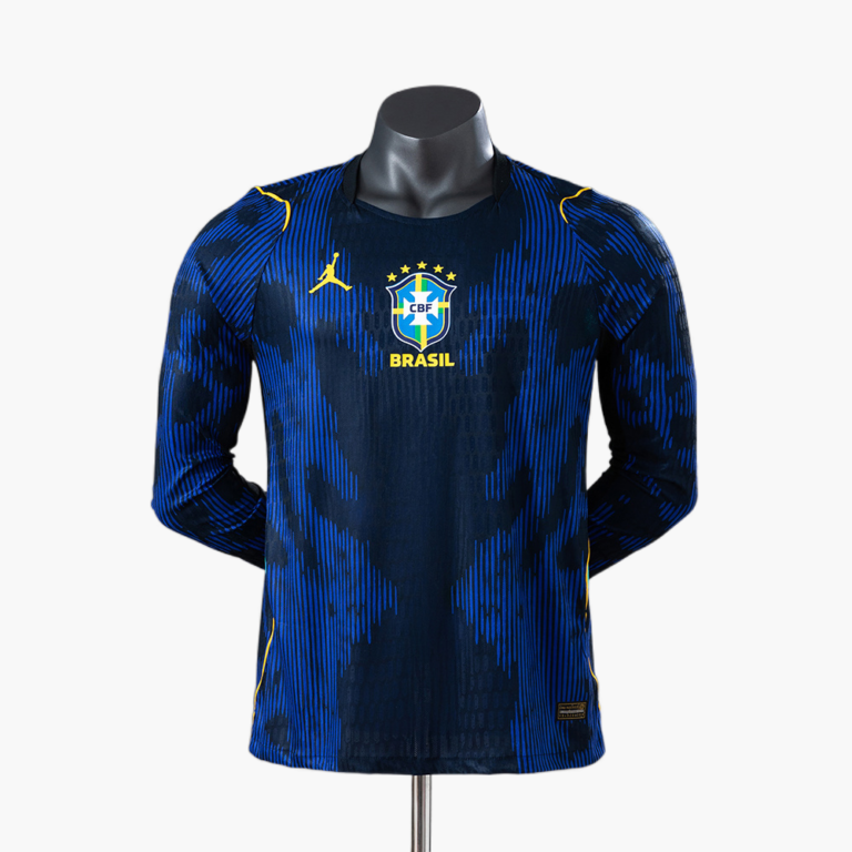 Mens Brazil 2026 World Cup Away World Cup Long Sleeve Jersey Player Version