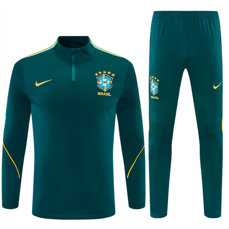 Mens Brazil 2026 World Cup Half-zip Dark Green Tracksuit
