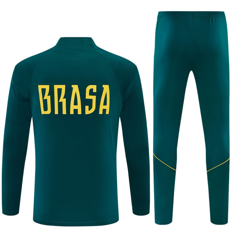Mens Brazil 2026 World Cup Half-zip Dark Green Tracksuit