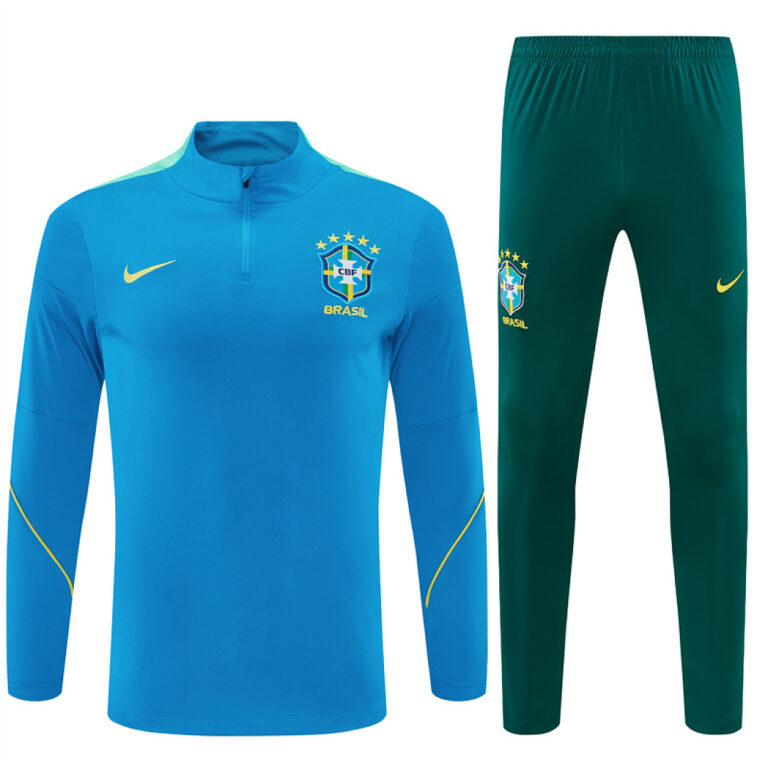 Mens Brazil 2026 World Cup Half-zip Light Blue Tracksuit
