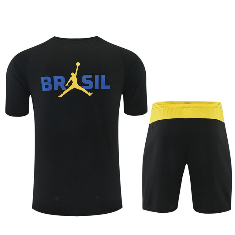 Mens Brazil 2026 World Cup Jordan Collaboration Black Yellow Training Jersey