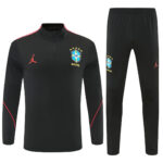 Mens Brazil 2026 World Cup Jordan Collaboration Half-zip Black Orange Tracksuit