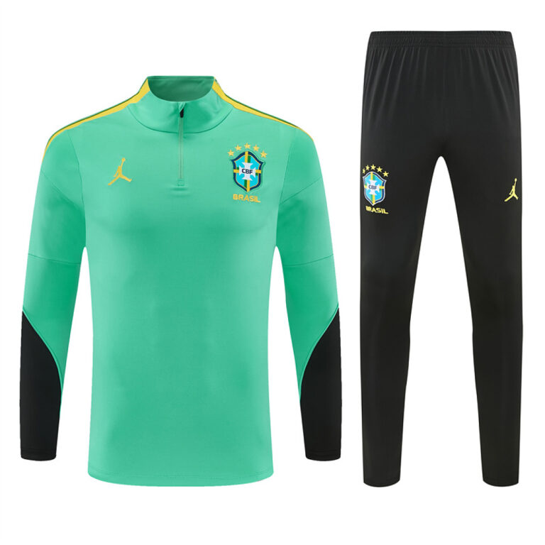 Mens Brazil 2026 World Cup Jordan Collaboration Half-zip Light Green Tracksuit