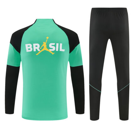 Mens Brazil 2026 World Cup Jordan Collaboration Half-zip Light Green Tracksuit