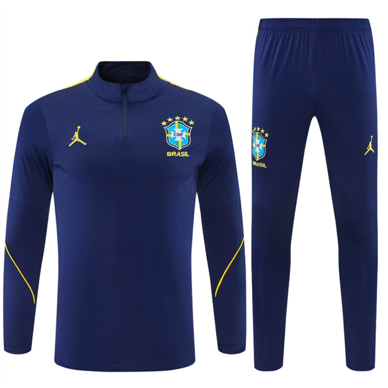 Mens Brazil 2026 World Cup Jordan Collaboration Half-zip Royal Blue Tracksuit