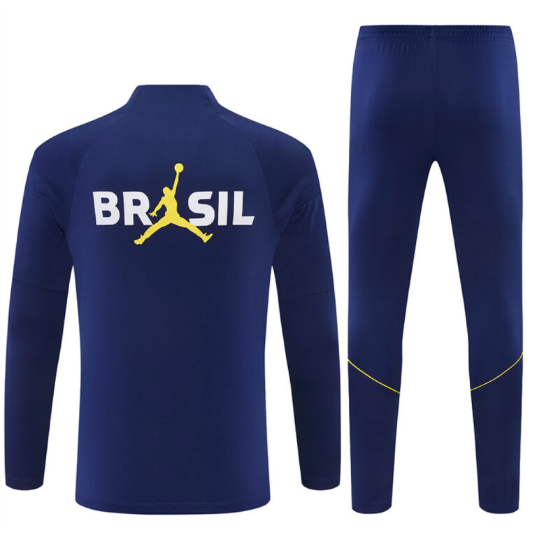 Mens Brazil 2026 World Cup Jordan Collaboration Half-zip Royal Blue Tracksuit