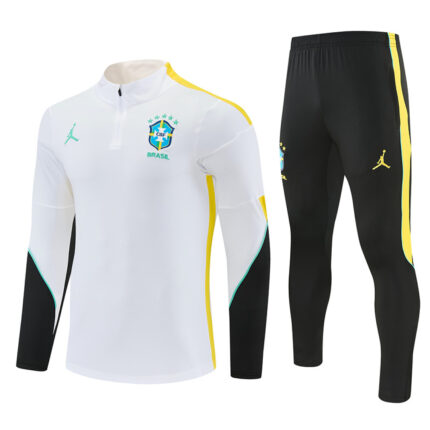 Mens Brazil 2026 World Cup Jordan Collaboration Half-zip White Tracksuit
