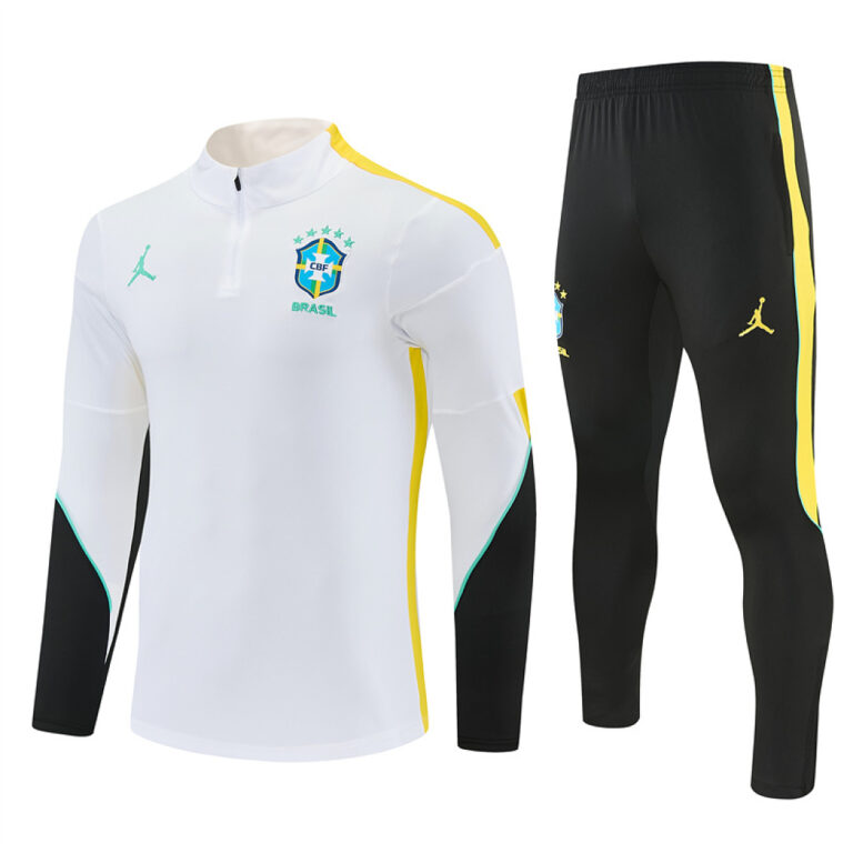 Mens Brazil 2026 World Cup Jordan Collaboration Half-zip White Tracksuit