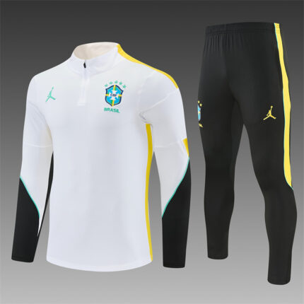 Mens Brazil 2026 World Cup Jordan Collaboration Half-zip White Tracksuit