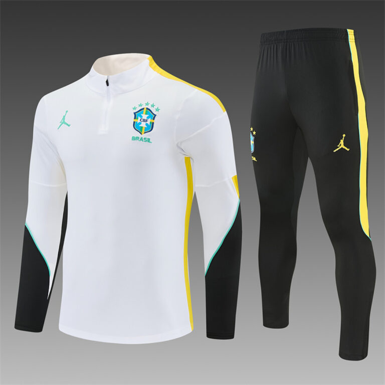 Mens Brazil 2026 World Cup Jordan Collaboration Half-zip White Tracksuit