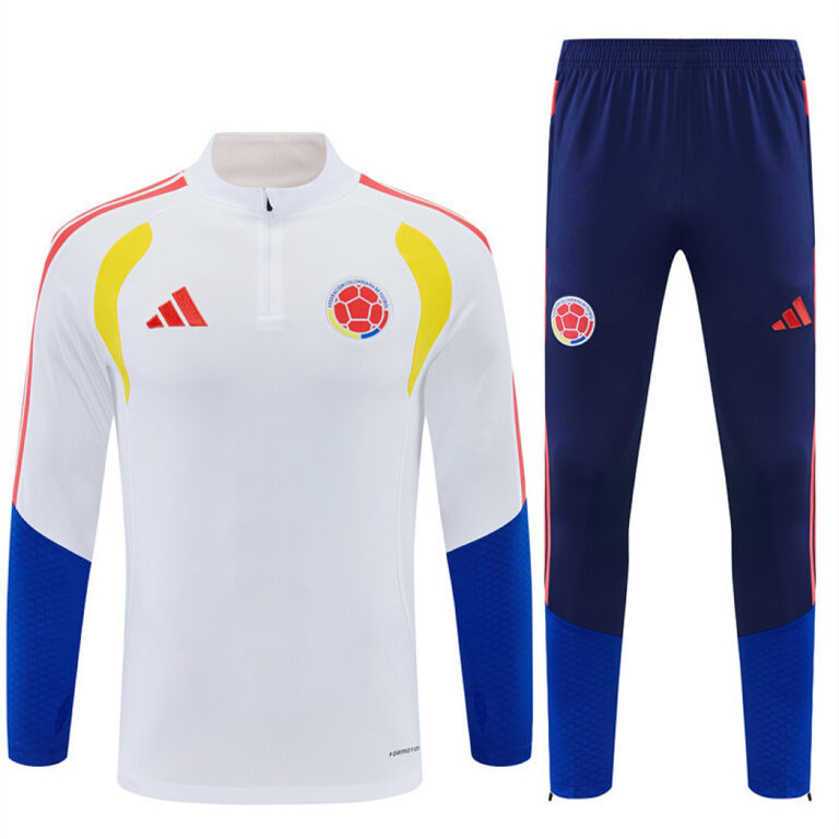 Mens Colombia 2026 World Cup Half-zip White Tracksuit