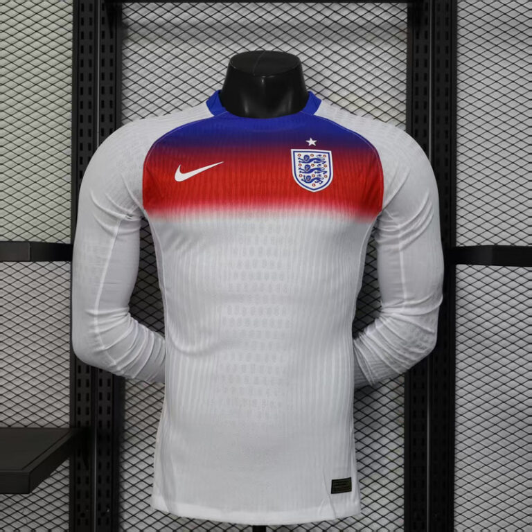 Mens England 2025 Home Long Sleeve Jersey Player Version