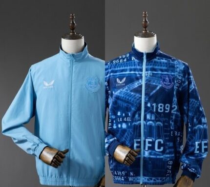 Mens Everton 2025/26 Trench Coat Reversible Blue Windbreaker Jacket