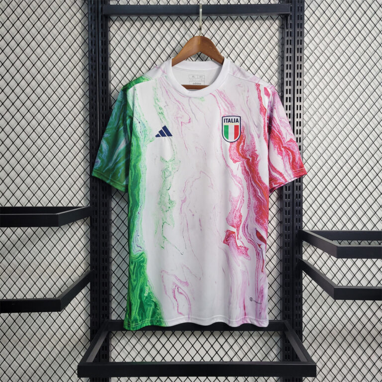 Mens Italy 2023 white with green and pink Training Jersey