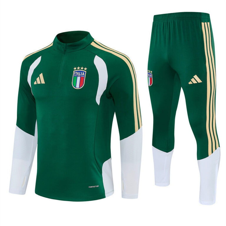 Mens Italy 2026 World Cup Half-zip Green Tracksuit