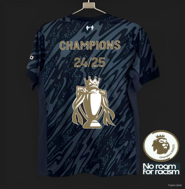 Mens Liverpool 2024/25 Goalkeeper With Champion Printing Black Jersey