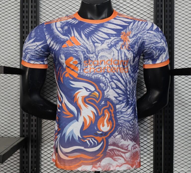 Mens Liverpool 2025/26 Blue with Orange Flaming Bird Special Jersey Player Version