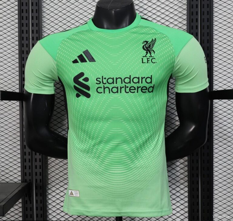 Mens Liverpool 2025/26 Goalkeeper Green Jersey Player Version
