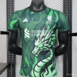 Mens Liverpool 2025/26 Green with Dragon Pattern Jersey Player Version