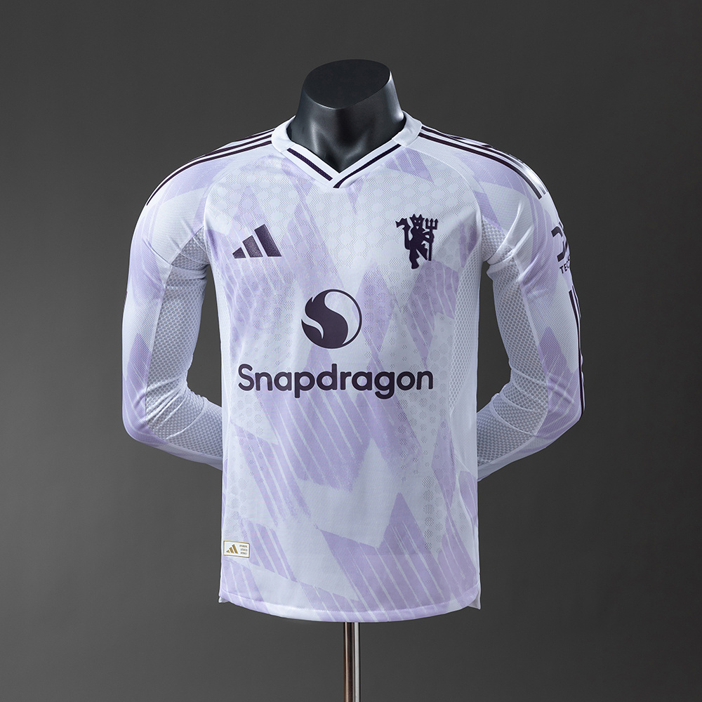 Mens Manchester United 2025/26 Away Retro Style Long Sleeve Jersey Player Version Mens Manchester United 2025/26 Away Retro Style Long Sleeve Jersey Player Version