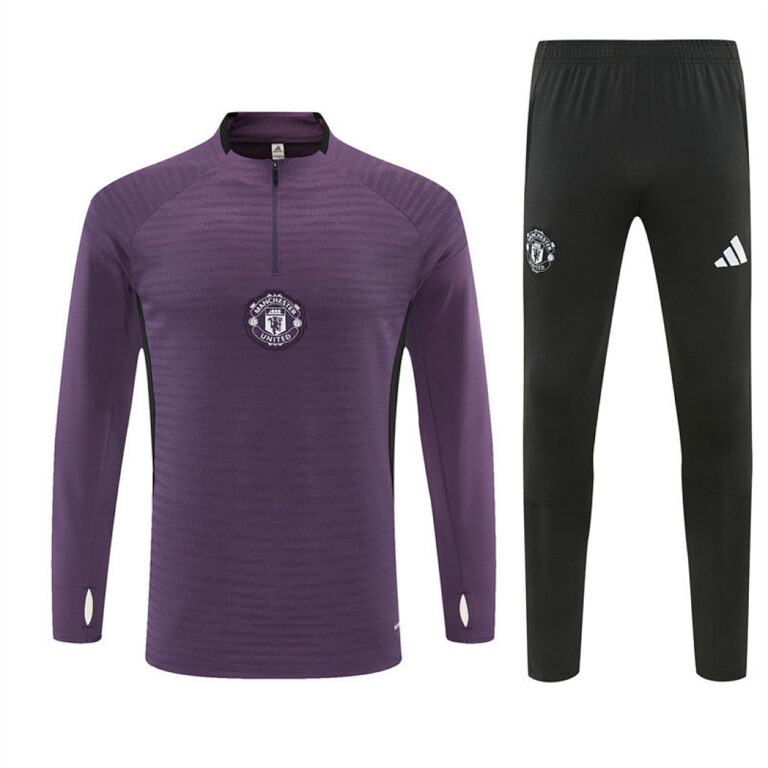 Mens Manchester United 2025 Half-zip Purple Tracksuit Player Version
