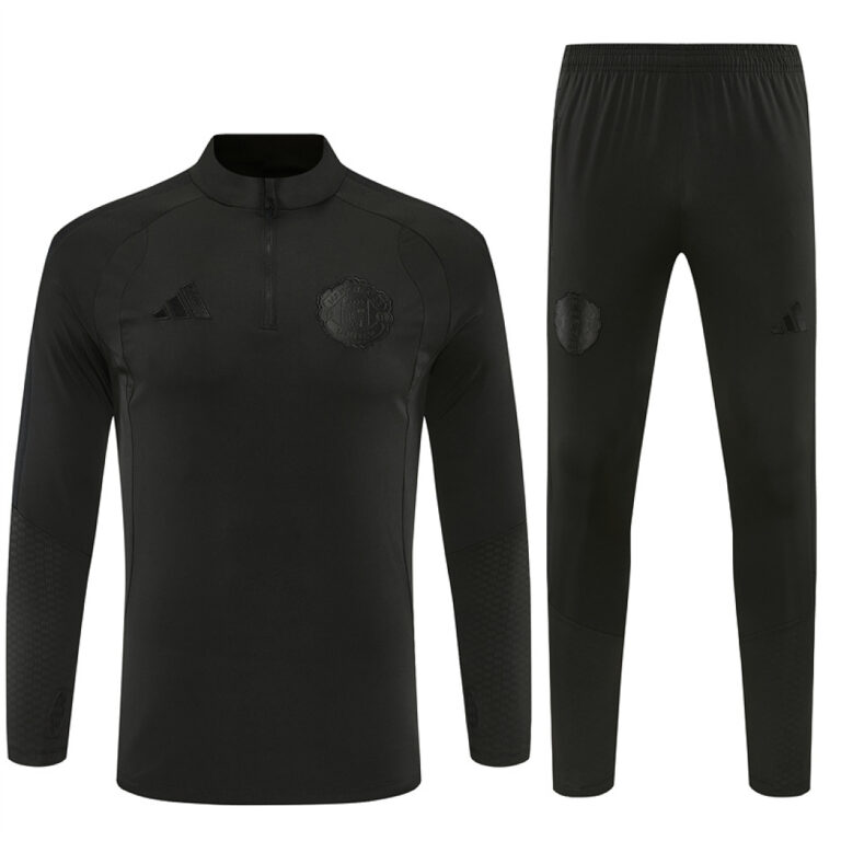 Mens Manchester United 2026/27 All Black Half-zip Tracksuit