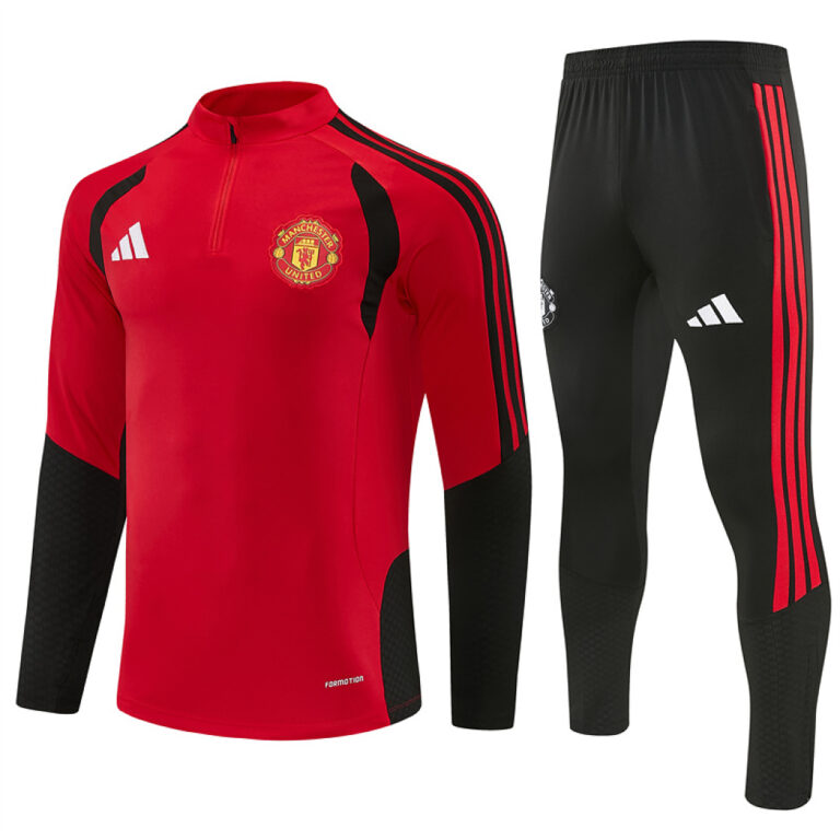 Mens Manchester United 2026/27 Half-Zip Red and Black Tracksuit