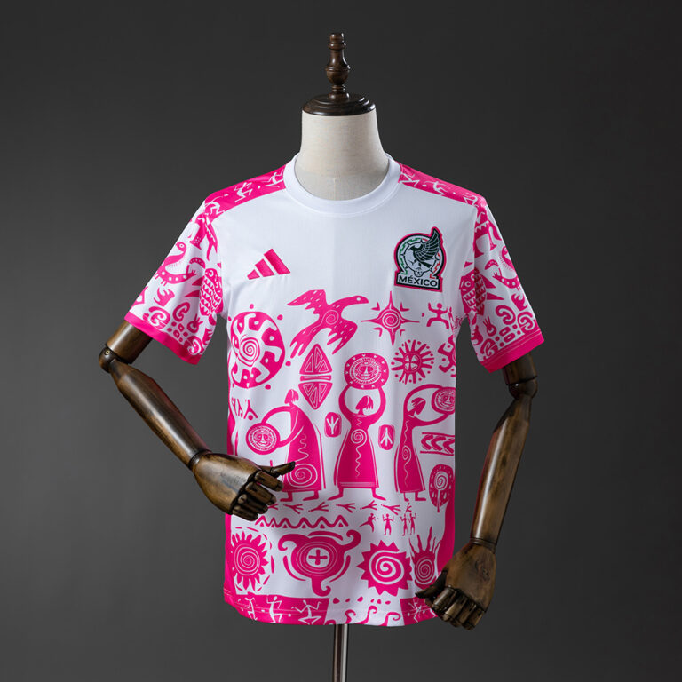 Mens Mexico 2025/26 Special Edition White and Pink Jersey