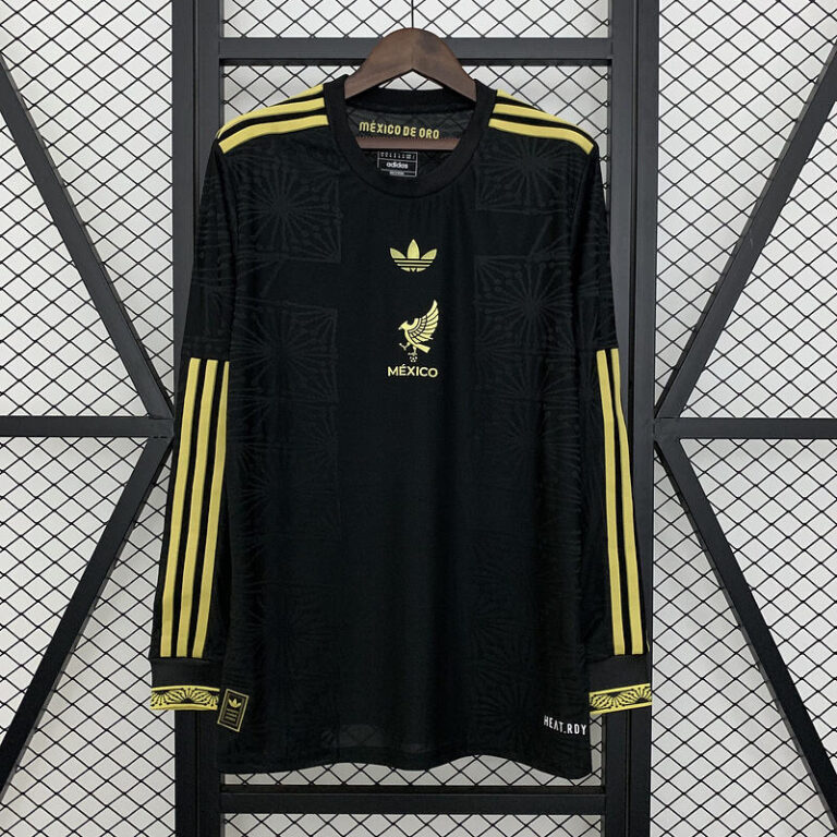 Mens Mexico 2025 Black Special Long Sleeve Jersey
