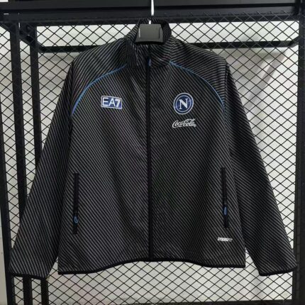 Mens Napoli 2025/26 pad printed black waterproof windbreaker Jacket