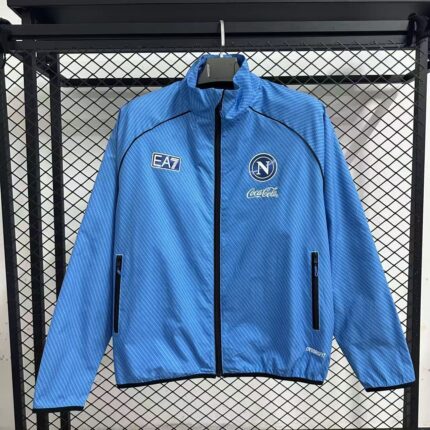 Mens Napoli 2025/26 pad printed blue waterproof windbreaker Jacket