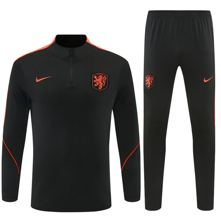 Mens Netherlands 2026 World Cup Half-zip Black Tracksuit