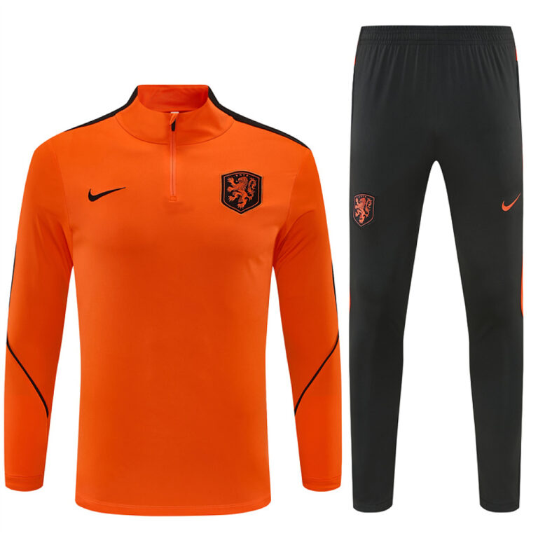 Mens Netherlands 2026 World Cup Half-zip Orange Tracksuit