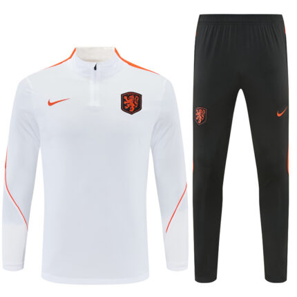 Mens Netherlands 2026 World Cup Half-zip White Tracksuit