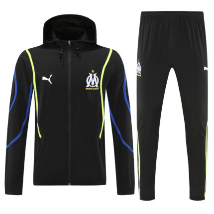 Mens Olympique Marseille 2026/27 Marseilles Windbreaker Suit Black Jacket