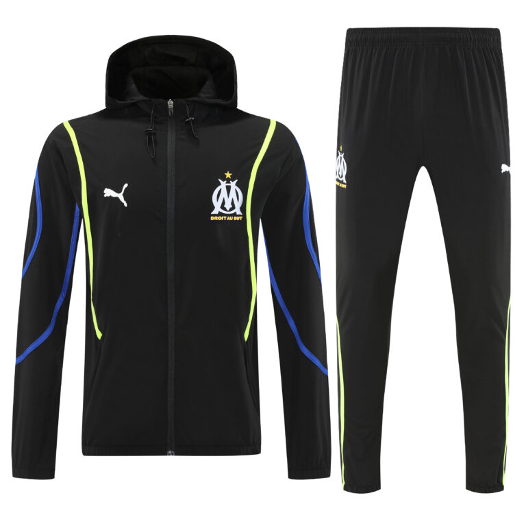 Mens Olympique Marseille 2026/27 Marseilles Windbreaker Suit Black Jacket