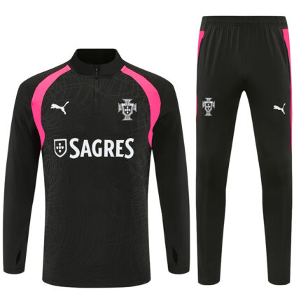 Mens Portugal 2026 World Cup Half-zip Black Tracksuit