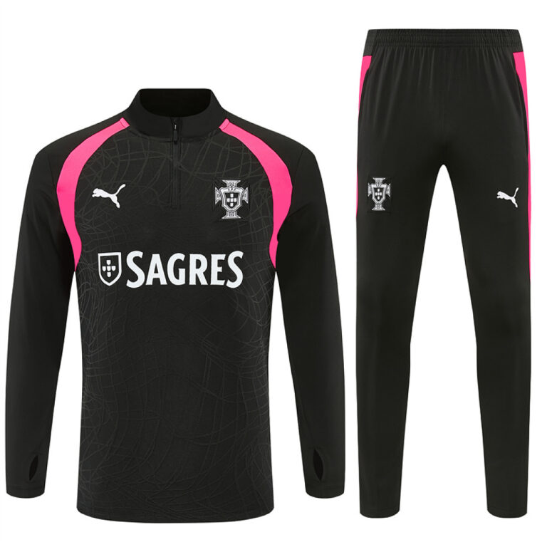Mens Portugal 2026 World Cup Half-zip Black Tracksuit