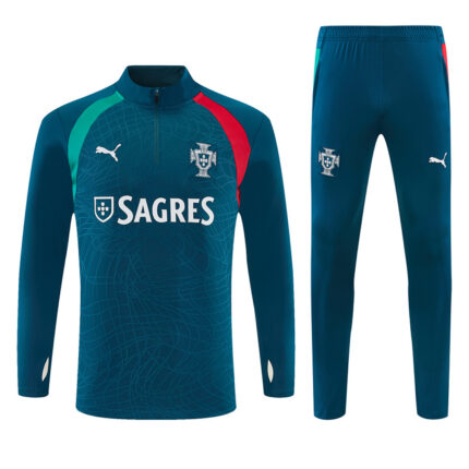 Mens Portugal 2026 World Cup Half-zip Dark Green Tracksuit