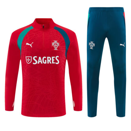 Mens Portugal 2026 World Cup Half-zip Red Tracksuit
