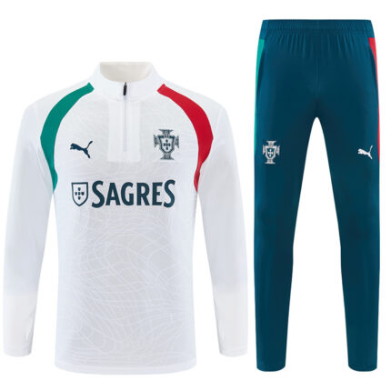 Mens Portugal 2026 World Cup Half-zip White Tracksuit