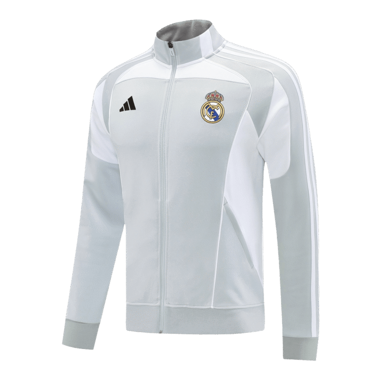 Mens Real Madrid 2025/26 Home Track Gray Jacket