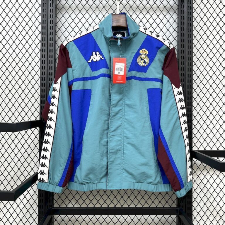 Mens Real Madrid 2025/26 Kappa OG Style Green Windbreaker Jackets Jacket