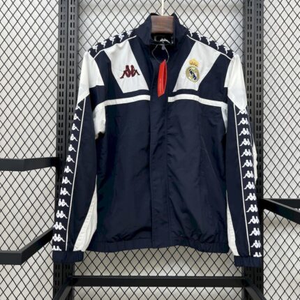 Mens Real Madrid 2025/26 Kappa OG Style Navy Windbreaker Jackets Jacket