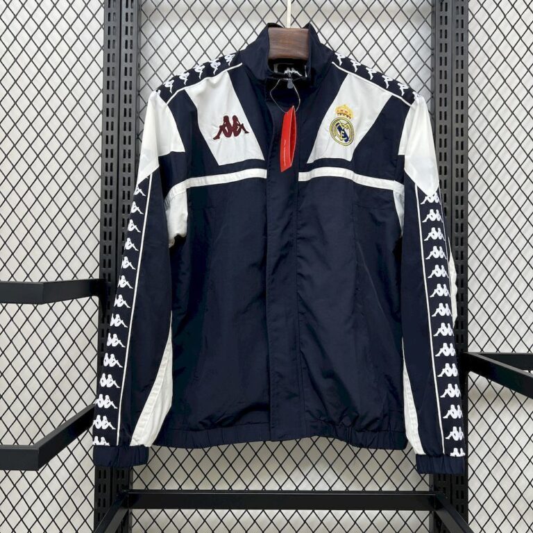 Mens Real Madrid 2025/26 Kappa OG Style Navy Windbreaker Jackets Jacket