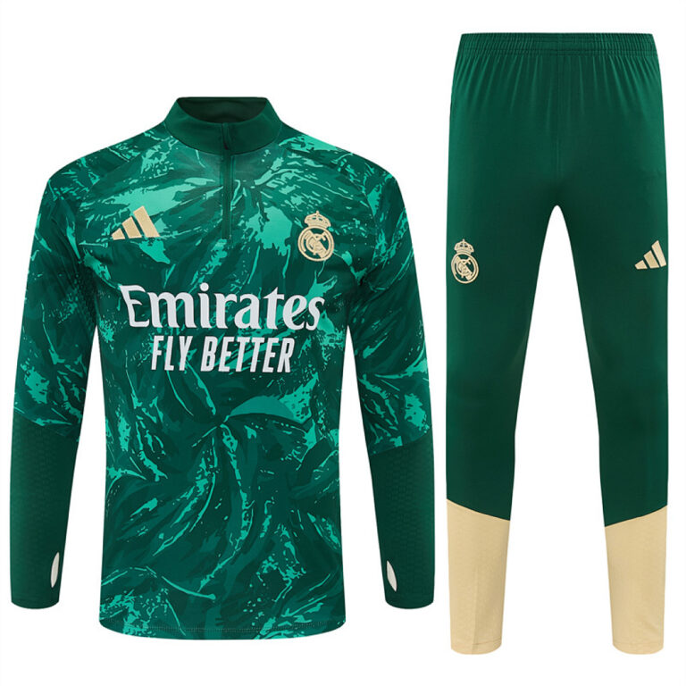 Mens Real Madrid 2026/27 Camo Half-zip Green Tracksuit